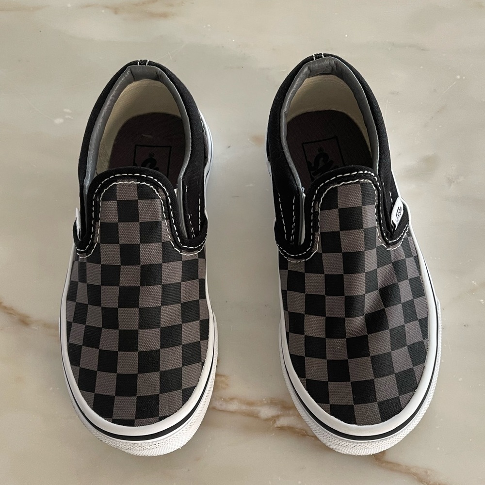 Toddler Child Vans- Black and Gray Check